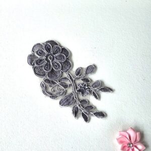 Applikation Blomma Grå med Silver