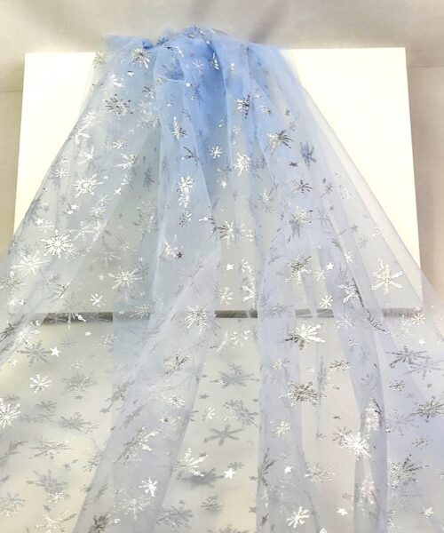 Mjuk tyll Blå med snöstjärnor