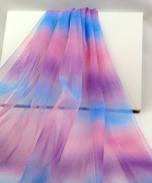 Mjuk tyll blå rosa lila ränder