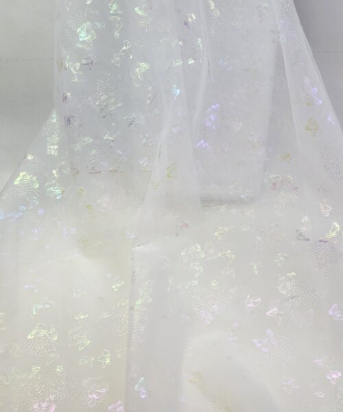 Mjuk Tyll skimrande fjärilar Vit