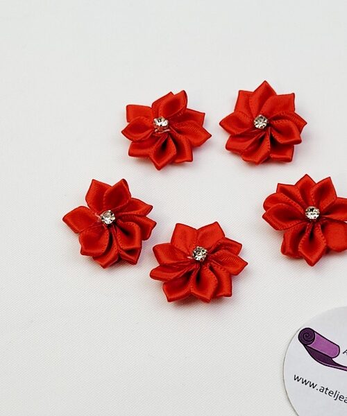 Tygblomma med sten röd