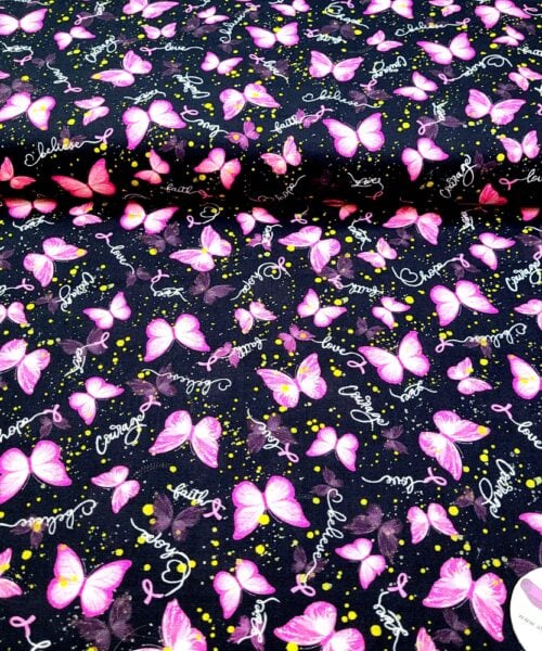 Timeless Treasure 3399-blk Pink Ribbon