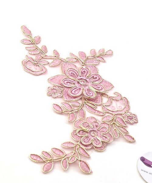 Applikation Rosa Blomma med Guld