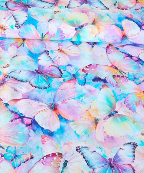 3777 Bomullstyg Pastell Fjärilar