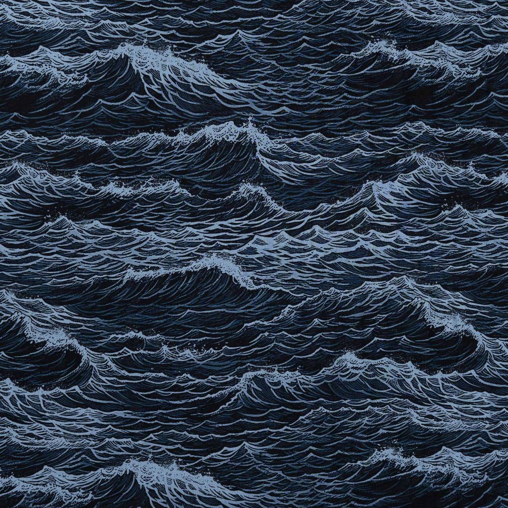 Trikåtyg Oceans Wave Marinblå