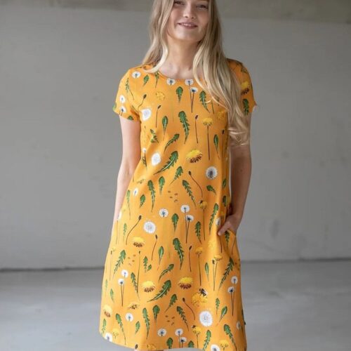 Alternative view of PaaPii Eko Digitaltryck Jersey Dandelions  Amber Ochre